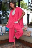 Sandbar Linen Blend Drape Front Cap Sleeve Gilet Watermelon